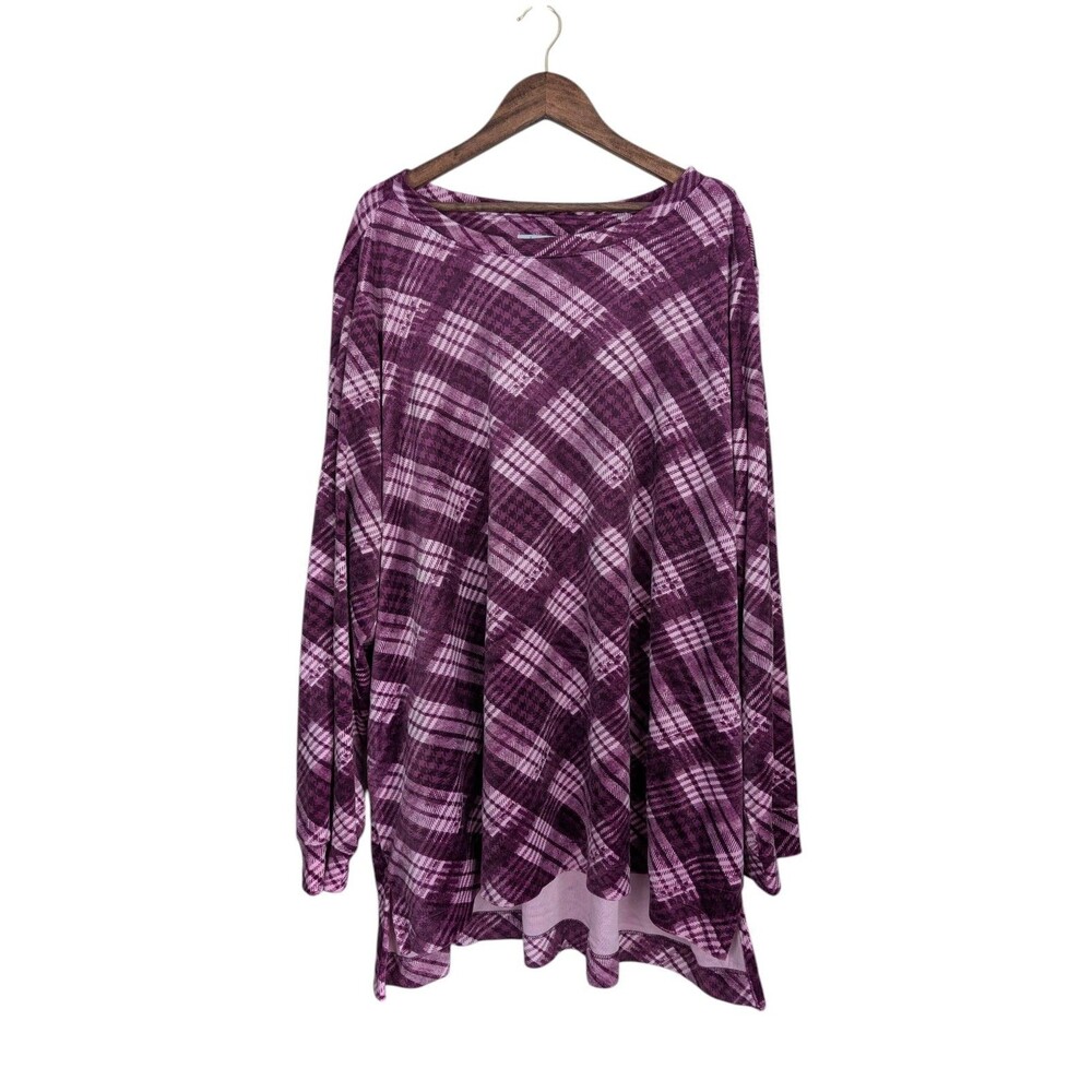 Denim & Co Plaid Velour Tunic Top